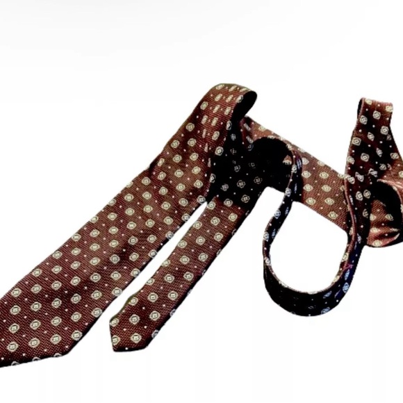 PRONTO UOMO PLATINUM Handmade Silk Tie • Red & Black Geometric Pattern • XLong - Picture 4 of 7